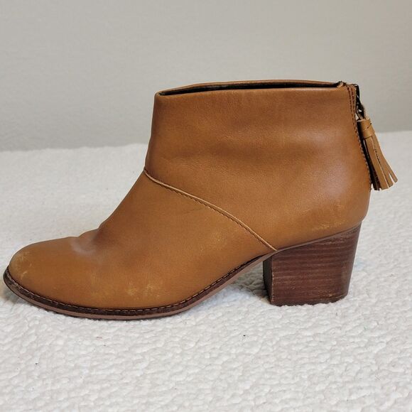 Tom's Women's Size 8.5 Carpe Diem Ankle Boots Booties Back Zipper Tassel Caramel - Picture 4 of 14